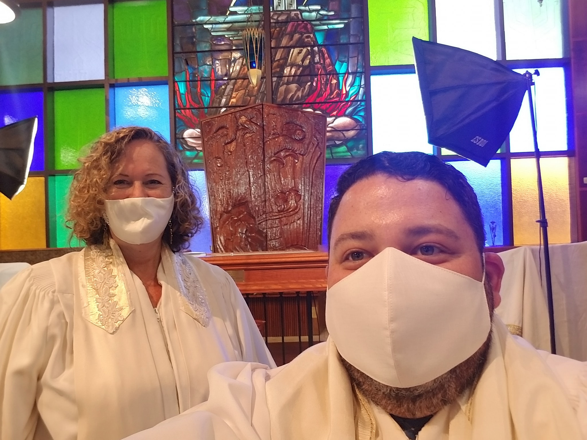 rabbi and cantor in masks for HHD