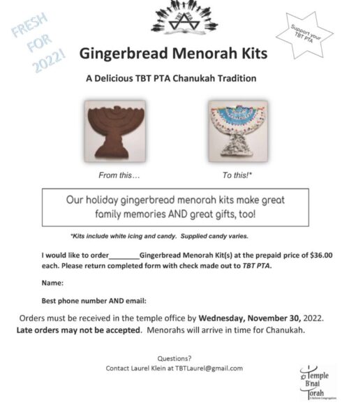 Gingerbread Menorah Form 2022 - Laurel Klein